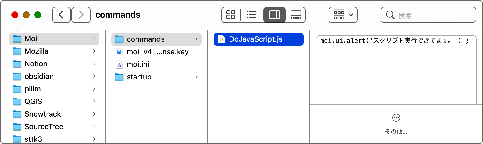 DoJavaScript.jsを所定のフォルダに配置した状態の画像