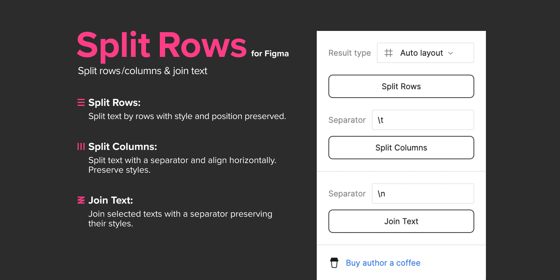 FigmaプラグインSplit Rows for Figma パネルイメージ図版