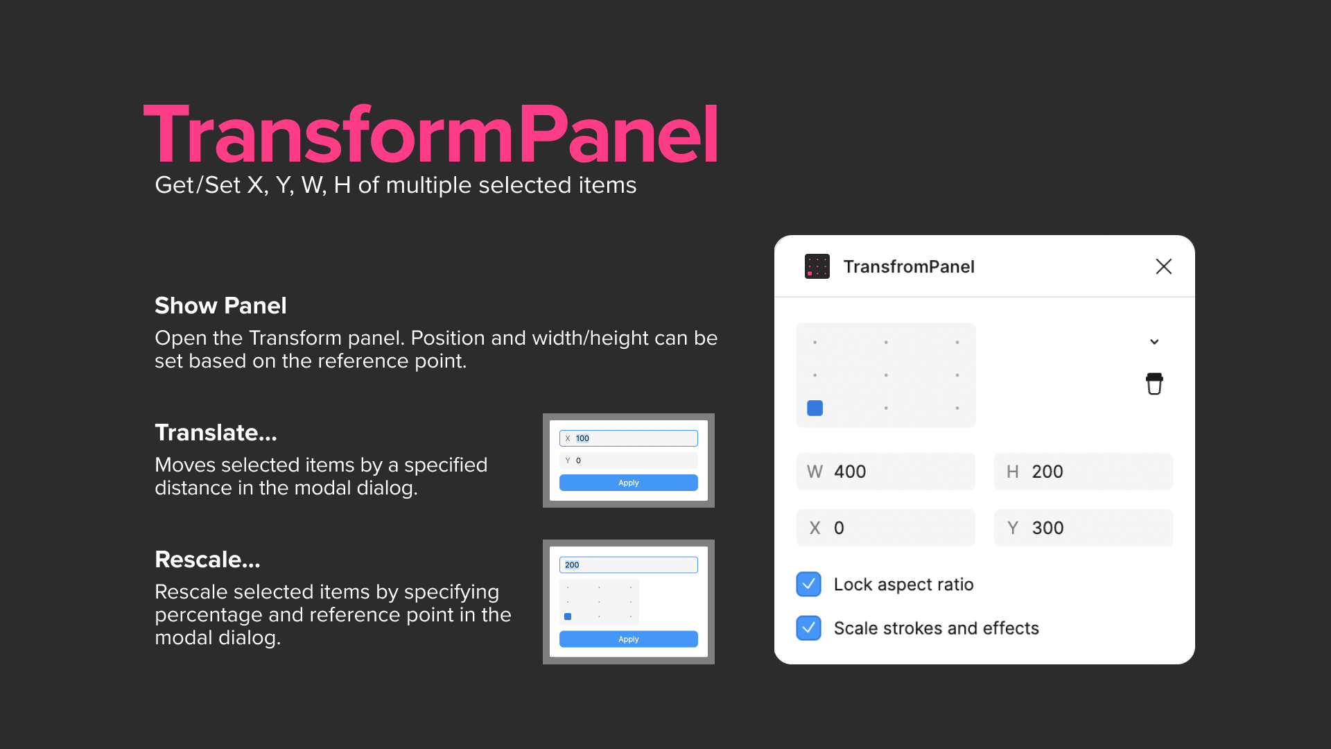 Figma用プラグイン TransformPanel イメージ画像