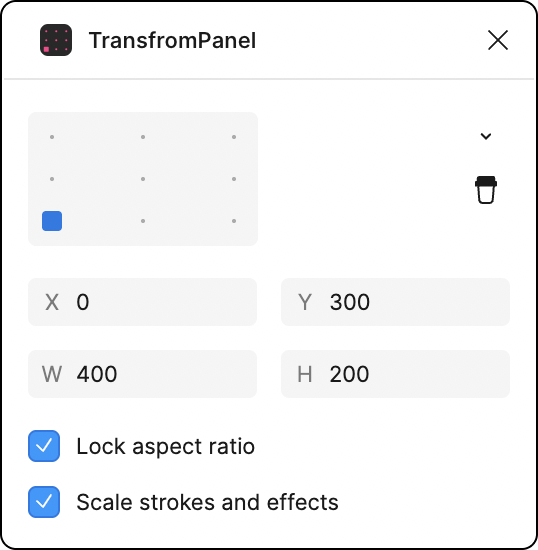 Figma用プラグイン TransformPanel パネル見本画像