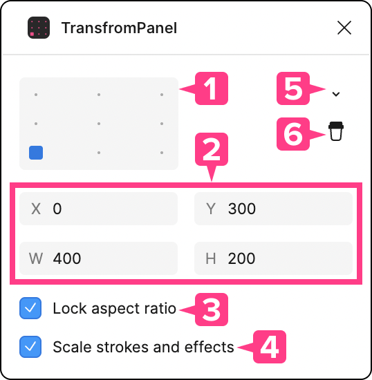Figma用プラグイン TransformPanel パネル詳細 図版